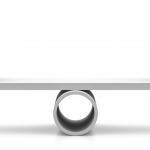 Seesaw with blue and yellow ball